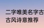 二字唯美名字古风诗意 二字唯美名字古风诗意推荐